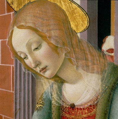 Gezicht van de Maagd, detail door Francesco Botticini